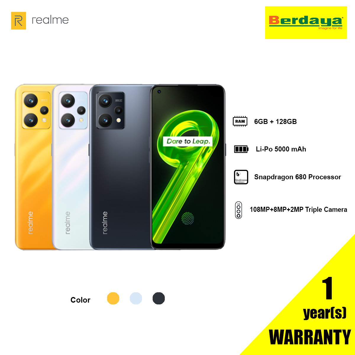 Realme 9 | 6GB RAM | 128GB ROM | 5000mAh Battery | Snapdragon 680 ...